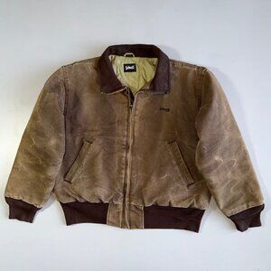 Vintage Schott NYC Heavy Cotton Canvas Quilted Bomber Jacket in Brown - XL